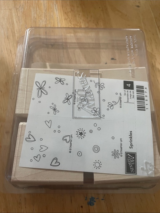 Stampin' Up! Other - Stampin' Up! Sprinkles Wooden Stamp Set - Natural Wood, Clear Case